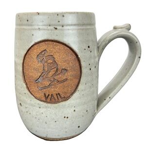 Pottery Coffee Mug Handmade Vail Colorado Rustic Ski Winter Theme